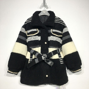 潮系列 D94624 时尚颗粒绒毛呢外套品牌女装折扣