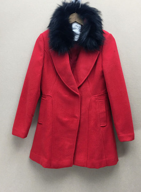 品牌折扣  毛呢大衣潮款 G23-L2708毛领可拆 切