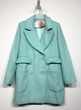 姿BR系列 D80919 时尚长款毛呢外套品牌女装折扣