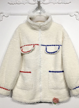 潮系列 D94584 时尚羊羔毛外套品牌女装折扣