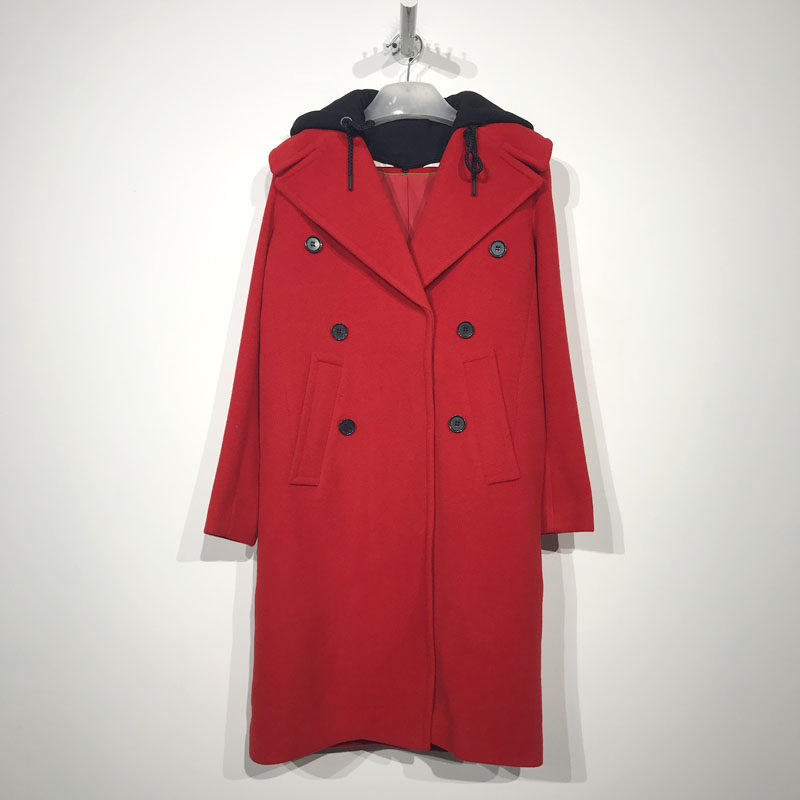 欧系列 D82726 时尚长款毛呢外套品牌女装折扣