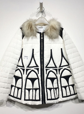 N系列 D96805 时尚短款真毛领羽绒服品牌女装折扣