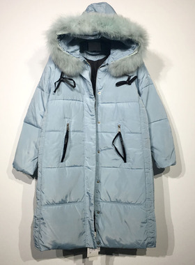 MFF系列 D86326 时尚真毛领长款羽绒服品牌女装折扣