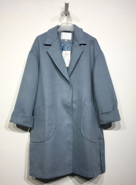 潮系列 D85887 时尚长款毛呢外套品牌女装折扣备