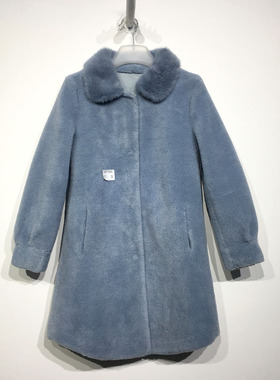 西树系列 D97180 时尚水貂毛领羊毛羊剪绒外套品牌女装折扣