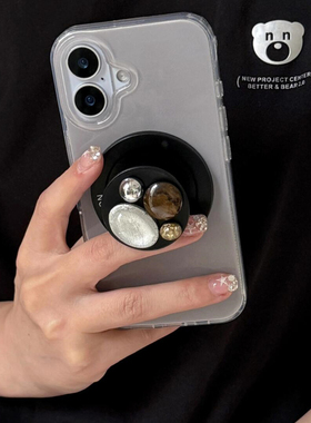 DGP 小众韩国高级感灰色磁吸立体宝石支架适用于iPhone16promax手机壳14苹果15pro硬壳新款女款超火小红书