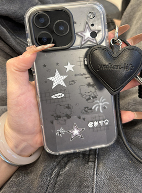 韩国y2k星星卡通猫咪雾面适用iphone16pro手机壳苹果17新款15创意14pro女款17超火15promax防摔保护套小红书