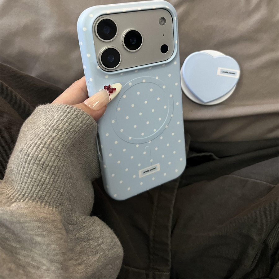小众韩国高级感波点爱心磁吸支架适用iphone16pro手机壳苹果17新款15创意14pro女款17超火15promax防摔保护套