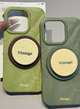 DGPin风韩国莫拉蒂抹茶绿褶皱纹磁吸支架适用于iPhone16promax手机壳14苹果15pro硬壳新款女款超火小红书磨砂