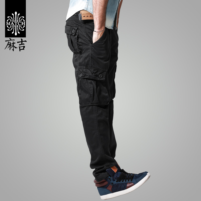 麻吉长裤工装裤多口袋小脚