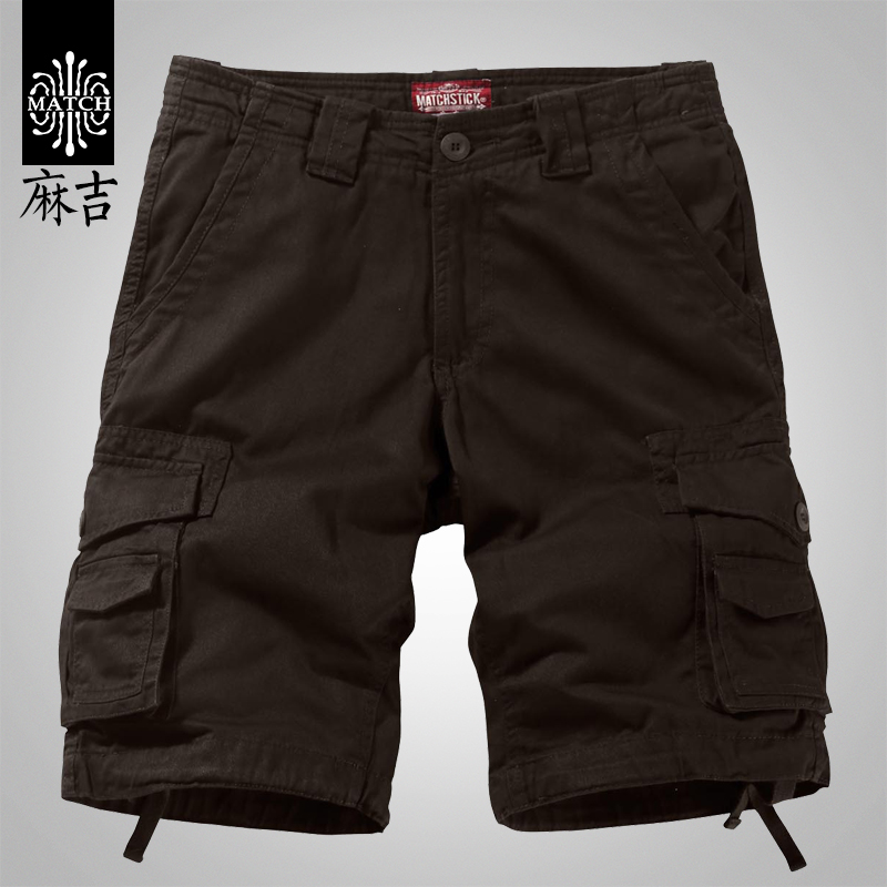 麻吉多口袋夏季直筒男士工装短裤
