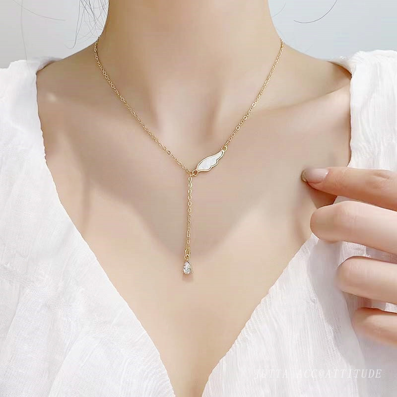 贝壳翅膀项链锁骨链女小众设计感