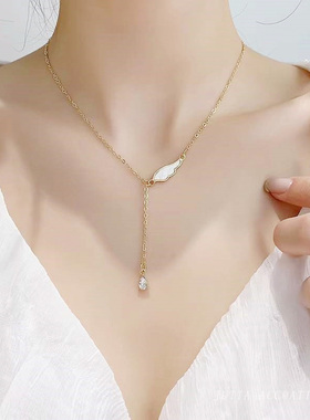翅膀项链锁骨链女春夏吊坠ins森系仙简约贝壳气质小众设计轻奢潮