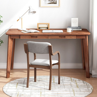 桌家用学生简约写字办公桌单人简易学习桌子 实木书桌北欧电脑台式