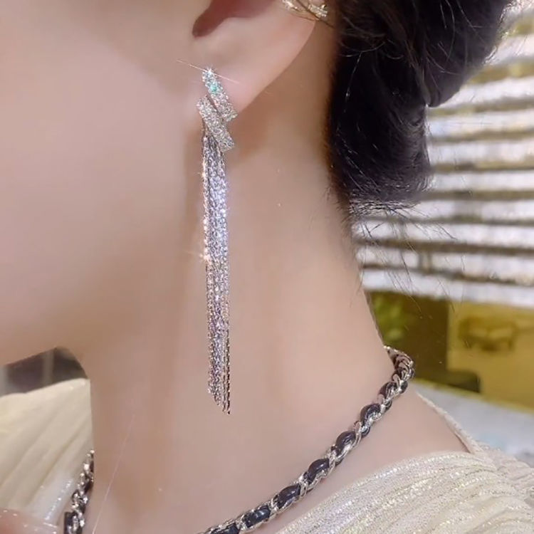 流苏耳环新款长款气质韩国网红超仙高级感耳坠S925银针耳饰潮小众
