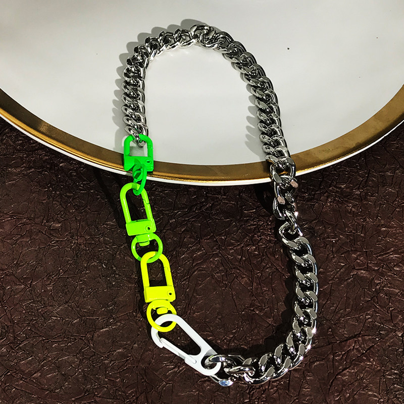 thumbnail for Green stitching necklace women's light luxury niche design colorful clavicle chain hip hop trend babes necklace men's accessories