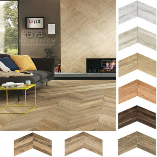 人字拼鱼骨木纹瓷砖复古菱形房间瓷砖卧室防滑瓷木砖仿实木地板砖