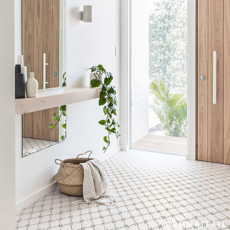 中古风拼花200x200花砖复古防滑哑光卫生间厨房浴室阳台地砖瓷