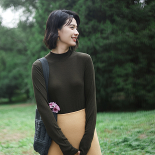 北京瓷片高端复古文艺半高领羊毛针织轻薄套头衫 小枫 034 G25D