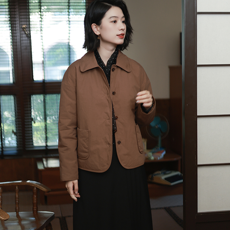 新雪丽3M棉短款焦糖色棉服