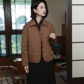 G25Q 焦糖色棉服 北京瓷片高端复古文艺3M新雪丽棉短款 016 花竹