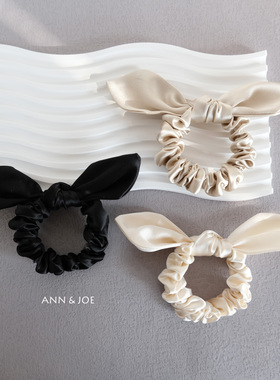 30姆米真丝兔耳朵发圈可爱俏皮减龄发绳6A级桑蚕丝女手工高端发饰