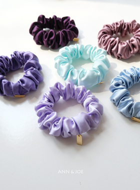 蓝紫色系30姆米加厚真丝发圈大肠圈6A级桑蚕丝高端气质女手工头饰