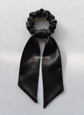 黑色真丝飘带发圈19姆米桑蚕丝手工发绳春夏气质欧美风多功能发饰