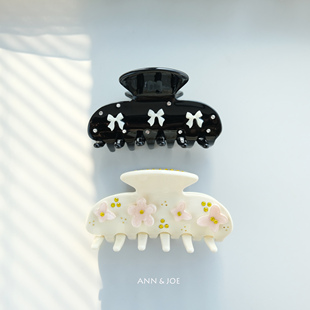 复古甜美花朵蝴蝶结抓夹女高级感法式 醋酸发抓气质鲨鱼夹头饰发饰