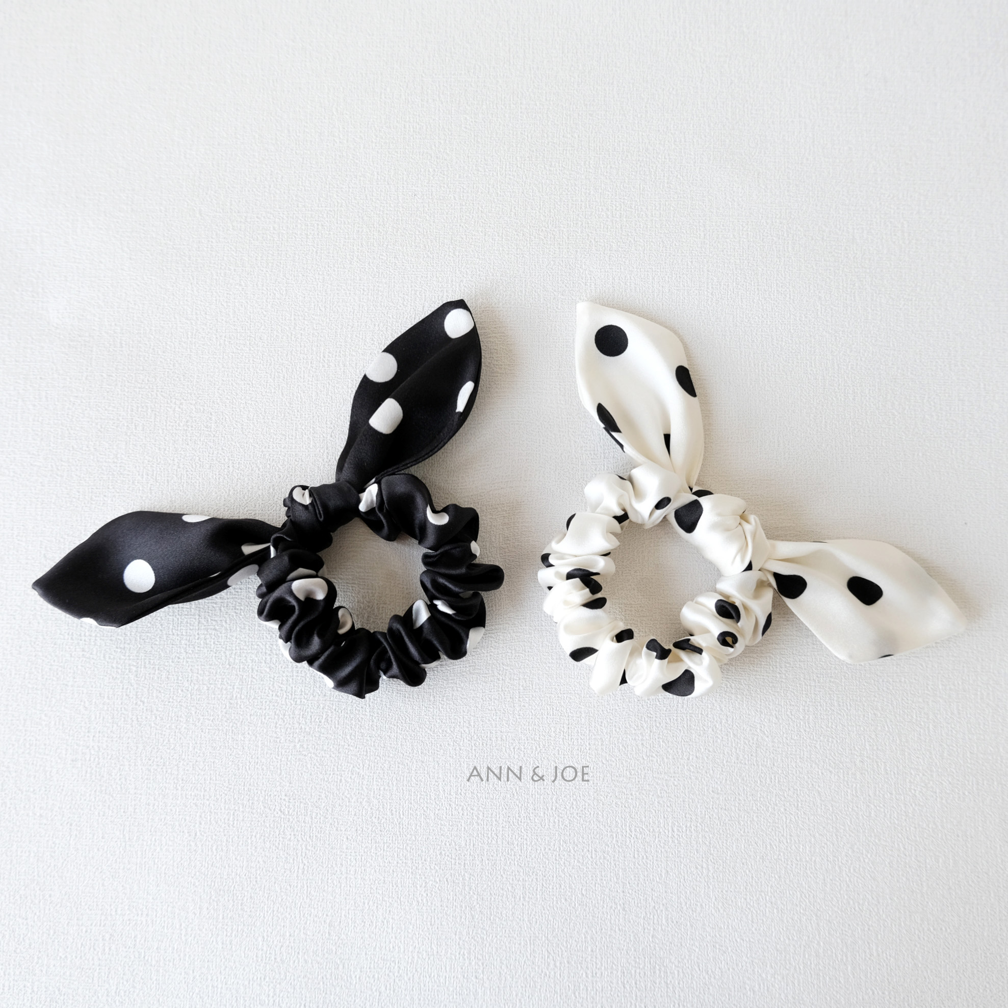 经典黑白波点真丝发圈