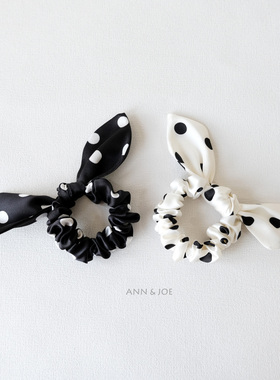 经典黑白色大波点真丝发圈大肠圈护发无痕高端头绳气质简约女头饰