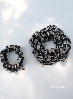 Heads And Tails英国Liberty大肠圈进口tana棉黑色小动物手工发圈