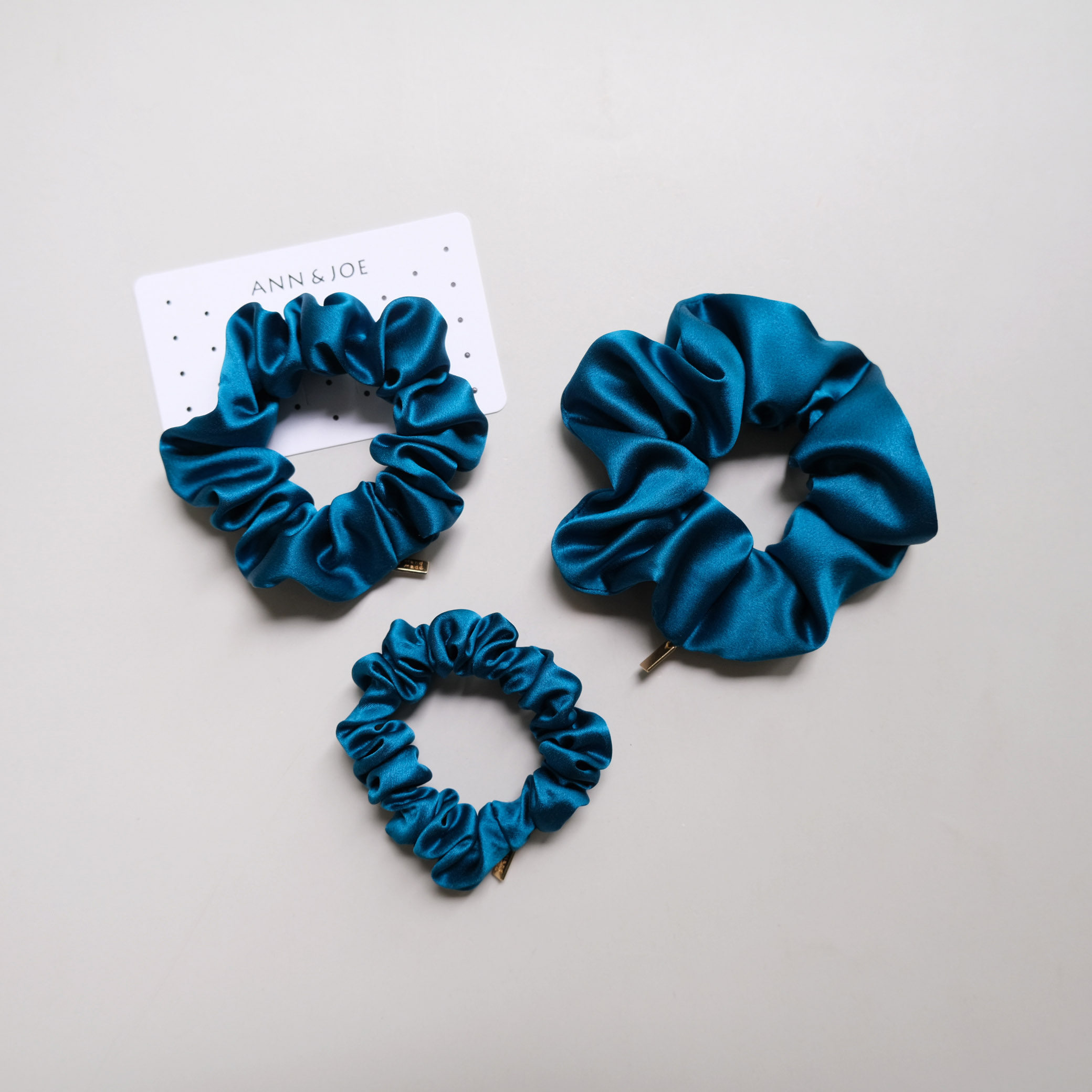 经典雀蓝 重磅30姆米真丝发圈大肠圈 加厚桑蚕丝手工发圈高端定制