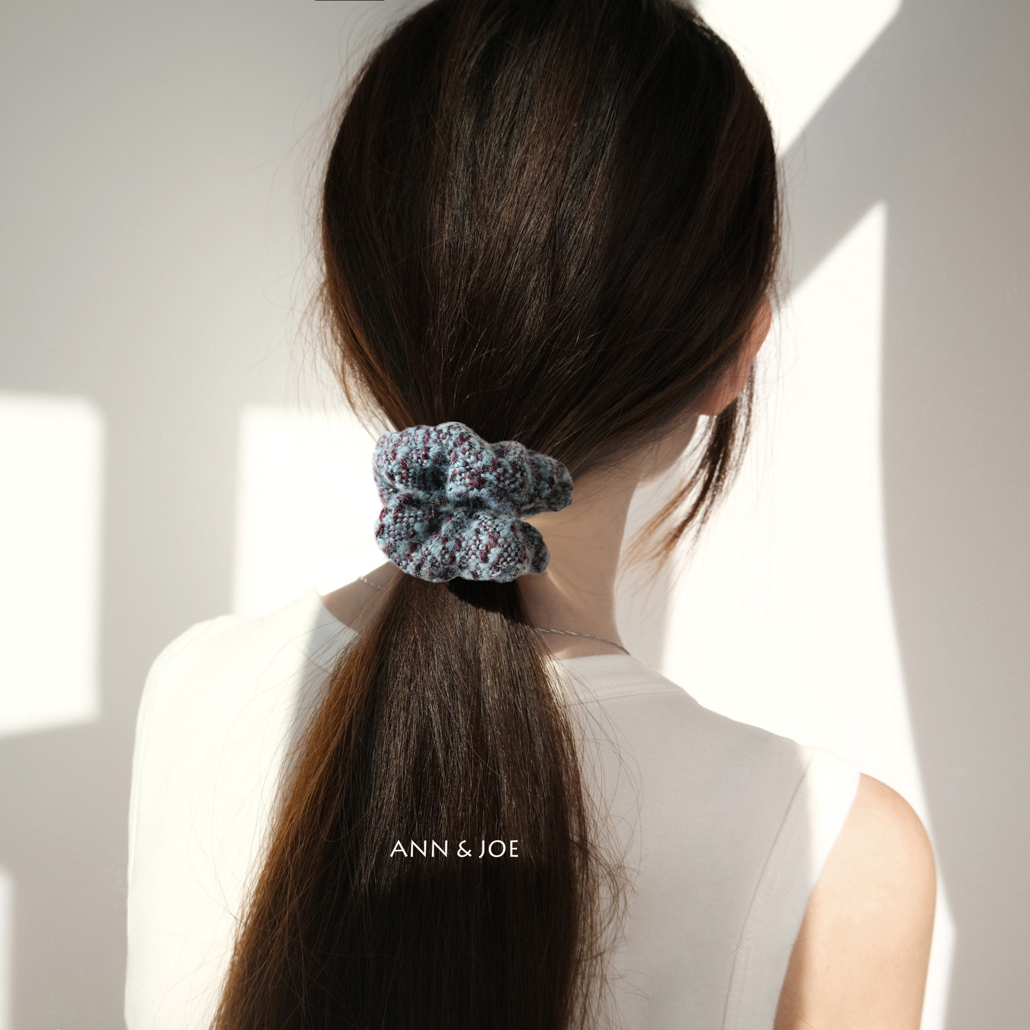 湖蓝色手工格纹羊毛发圈女百搭大肠圈高级感中长发秋冬季温暖头饰,饰品/流行首饰/时尚饰品新,发饰,淘宝优惠券,粉丝福利购,淘宝优惠卷