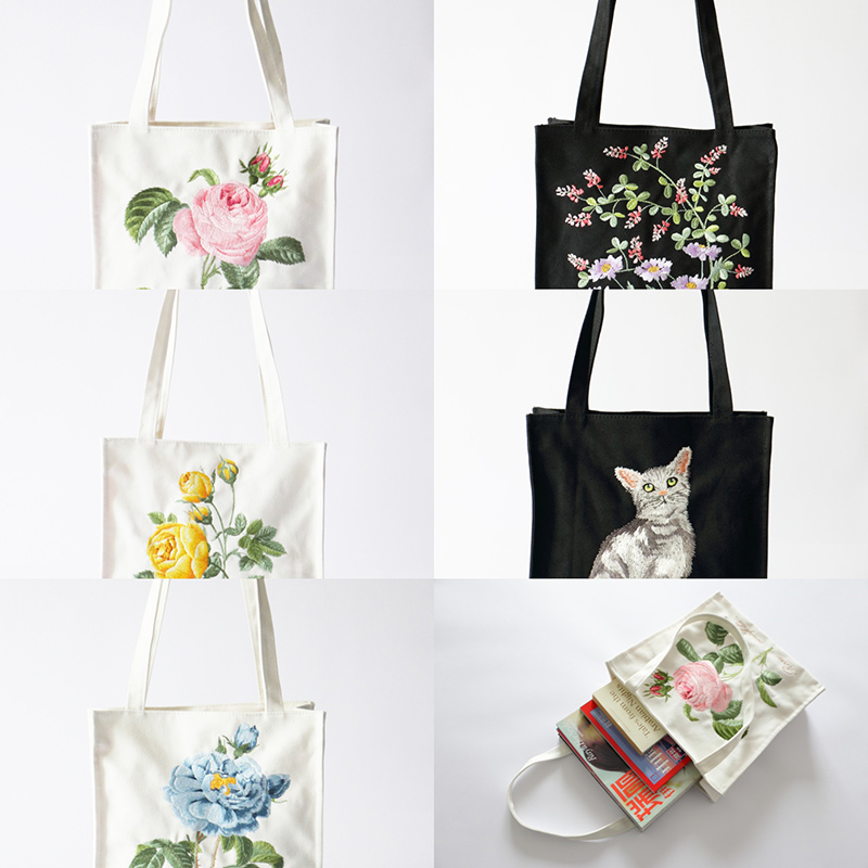 新款单肩包文艺清新花卉猫咪爱宠