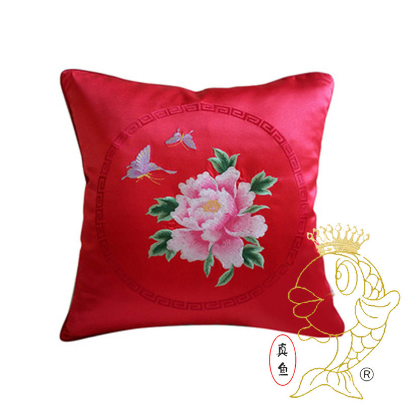 中式大红色绸缎靠垫回纹大牡丹花蝴蝶腰枕刺绣礼物车载抱枕i包邮,居家布艺,靠垫/抱枕,淘宝优惠券,粉丝福利购,淘宝优惠卷