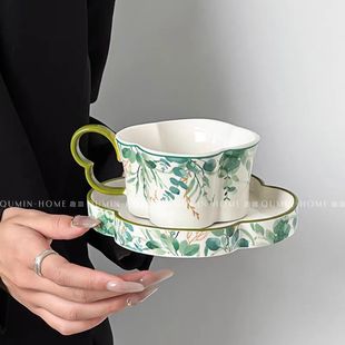 下午水杯高颜值茶设计师 复古梅花型咖啡杯碟伴手礼拿铁杯轻奢套装
