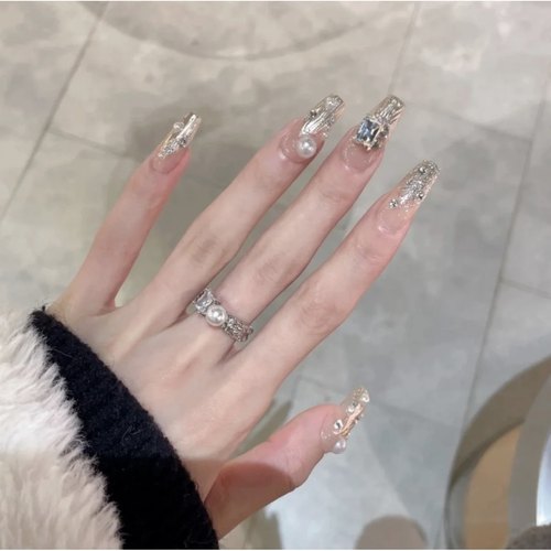 仙气闪闪纹理感魔镜粉美甲
