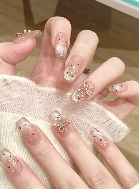 NZ手工定制甲片拆卸穿戴假指甲光疗贴微笑猫眼多巴胺彩色波点美甲