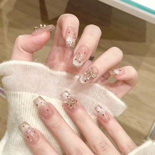 NZ手工定制甲片拆卸穿戴假指甲光疗贴微笑猫眼多巴胺彩色波点美甲