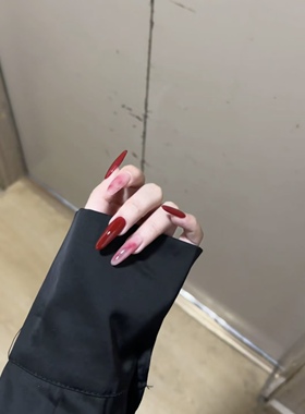 NZ手工定制甲片拆卸穿戴假指甲光疗贴显白纯欲安可拉红色晕染美甲