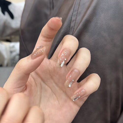 ins裸色水滴钻钻美甲贴