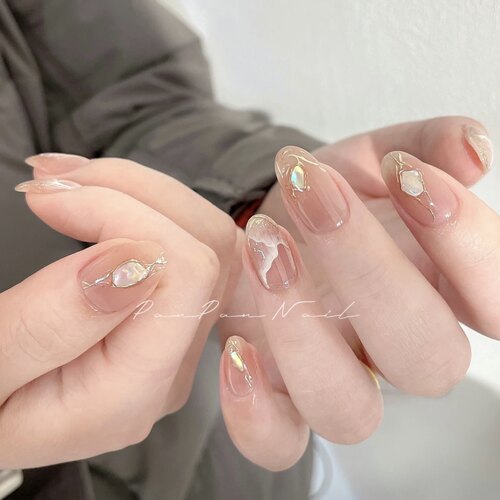 温柔日式复古巴洛克美甲