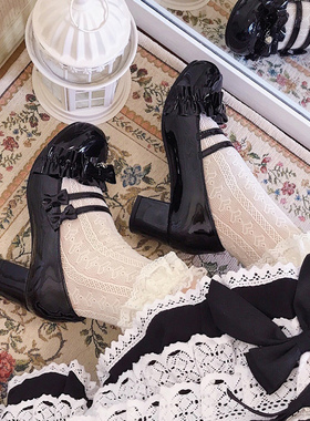 Lolita鞋粗高跟小甜柚西柚原创洛丽塔大码44漆皮百搭jk优雅lo鞋女