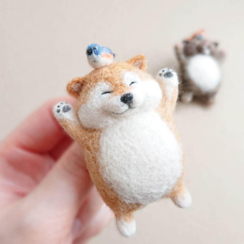 羊毛毡 戳戳乐 头顶小鸟的柴犬 狗狗简单 手工DIY材料包 玩偶胸针,居家布艺,缝纫DIY材料套装,淘宝优惠券,粉丝福利购,淘宝优惠卷