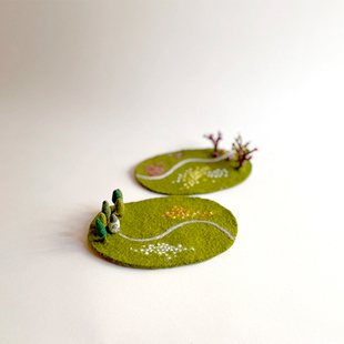 羊毛毡 戳戳乐 森林桃林杯垫 草地 简单手工DIY材料包送工具 礼物