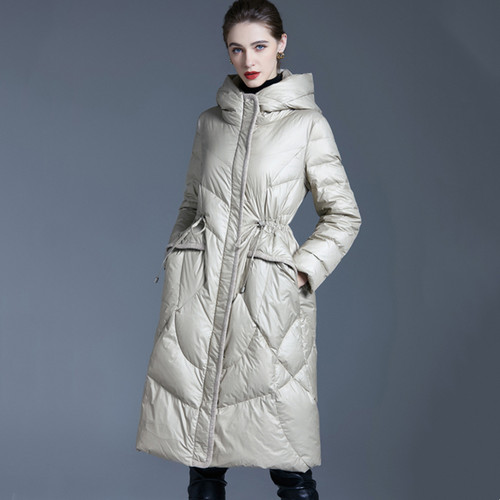 高端品牌羽绒服女加厚连帽中长款