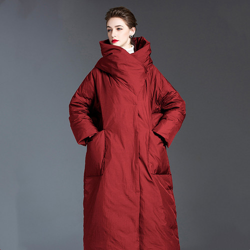 高端品牌羽绒服女加厚连帽中长款