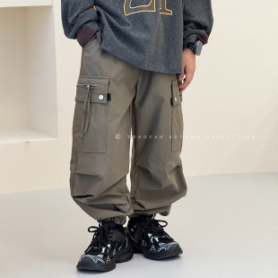 自制中大童束脚裤 新款 宽松老爹裤 潮酷儿童工装 男童裤 裤 子2025秋装