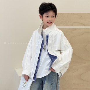 夹克衫 男童外套童装 中大童假两件上衣韩版 新款 儿童冲锋衣 2026春装